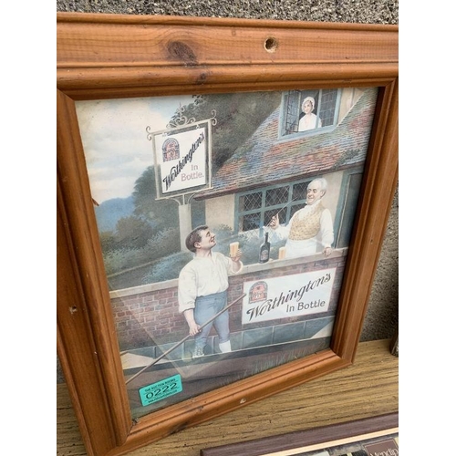 222 - Three framed advertisement prints.