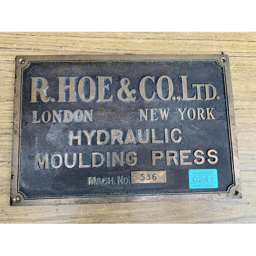 241 - R. Hoe & Co Ltd brass wall plaque. {W 35 cm x H 25 cm}