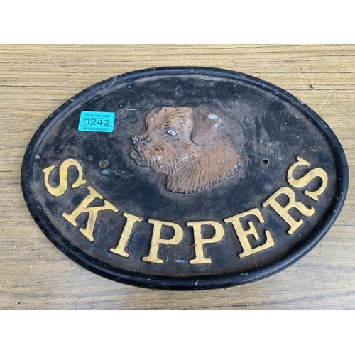 242 - Skippers metal wall plaque. {W 35 cm x H 25 cm}