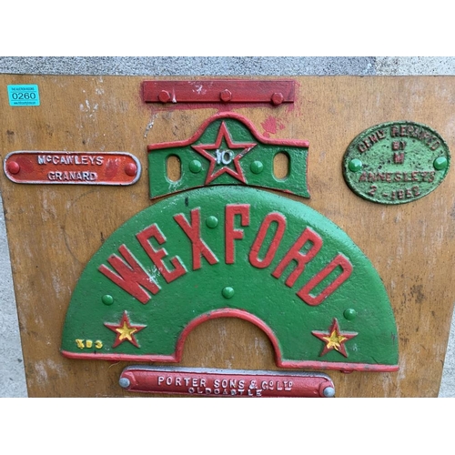 260 - Fine collection of cast iron name plates. Including McCauley Granard, Porter Son & Co Oldcastle and ... 