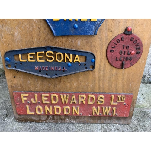 260 - Fine collection of cast iron name plates. Including McCauley Granard, Porter Son & Co Oldcastle and ... 