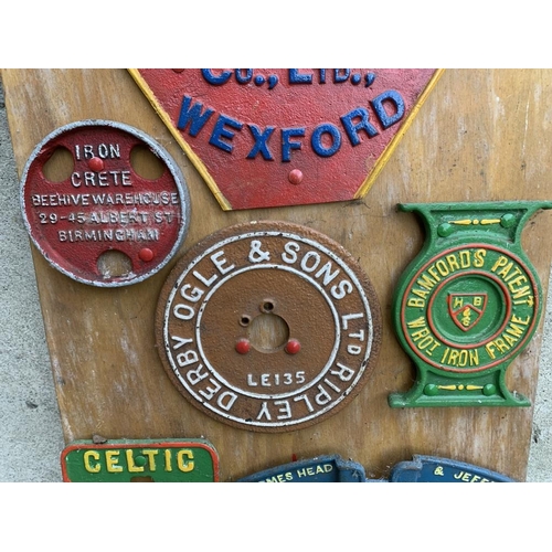 261 - Fine collection of cast iron name plates of Irish and English interest.