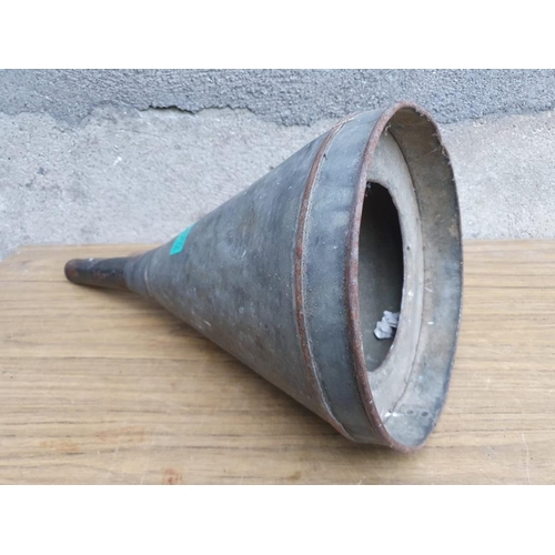 298 - Vintage galvanised funnel. {H 48 cm}