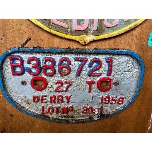 302 - Five cast iron name and registration plates. Five cast iron name and registration plates, including ... 