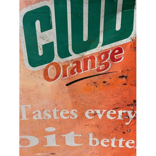 312 - Club Orange tin advert and a vintage railway cross crossing sign. {Club Orange 57 cm W x 90 cm H}