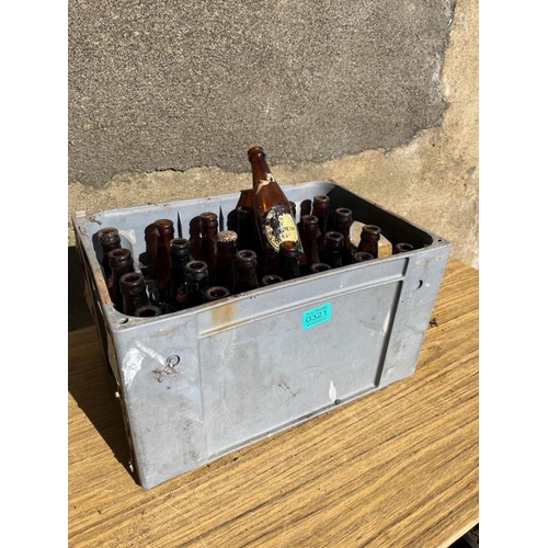 321 - Crate with vintage Guinness bottles. {20 cm H}