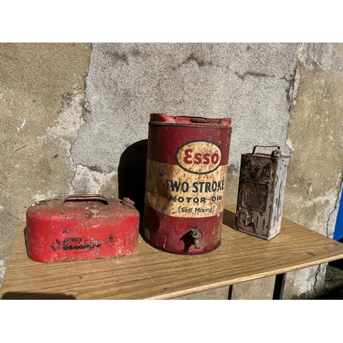 330 - Three vintage oil cans, including Esso and Renault {Esso 42 cm H}