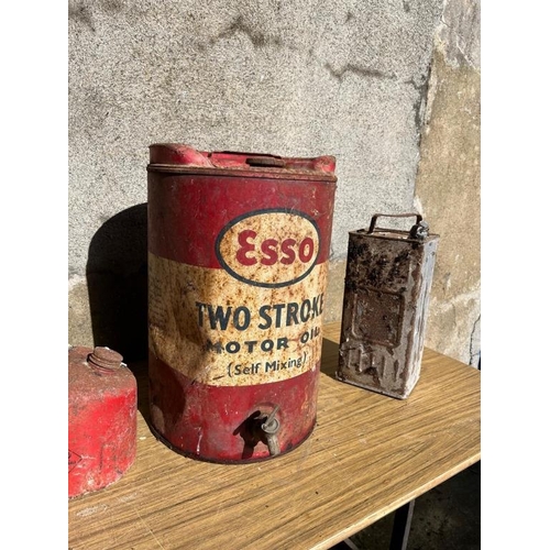 330 - Three vintage oil cans, including Esso and Renault {Esso 42 cm H}