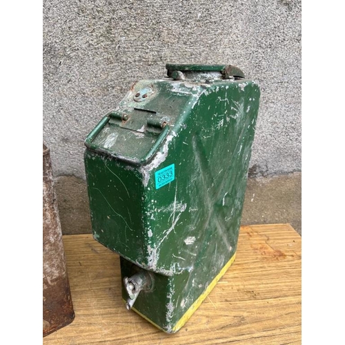 333 - Vintage Jerry can and another. {37 cm W x 52 cm H x 12 cm D}