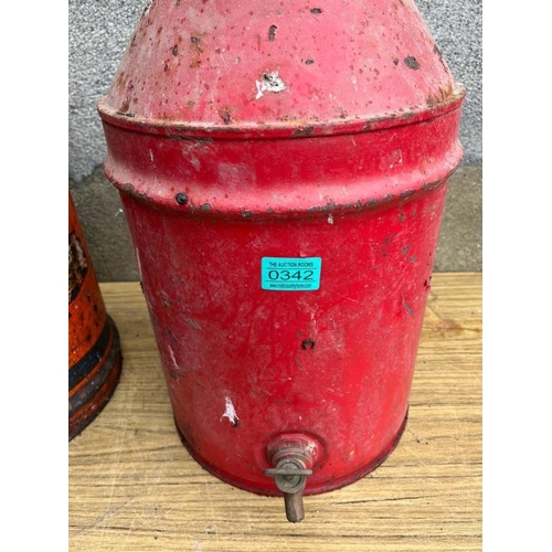 342 - Two vintage oil cans, Vigzol. {25 cm W x 50 cm H}