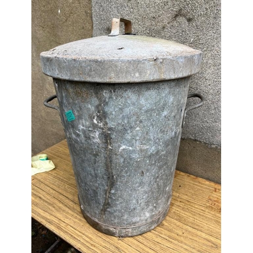 347 - Vintage galvanised bin. {52 cm W x 65 cm H}