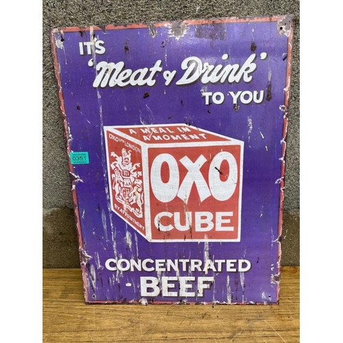 351 - Vintage style Oxo Cube sign. {46 cm W x 60 cm H}