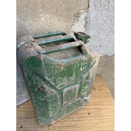 359 - Two vintage Jerry Cans. {35 cm W x 46 cm H x 10 cm D}