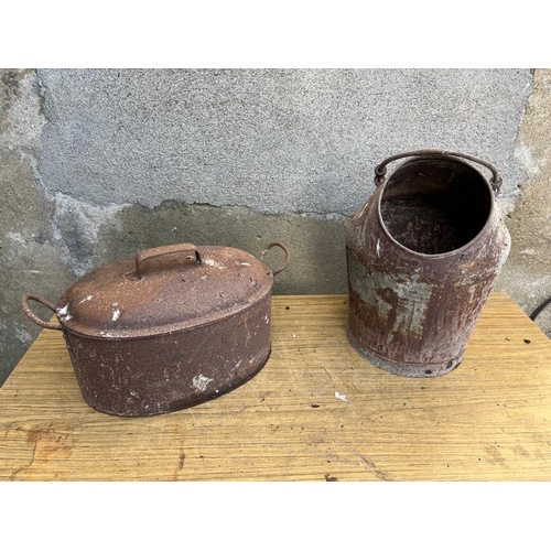 372 - Two galvanised containers. {Largest 45 cm W x 25 cm H x 25 cm D}