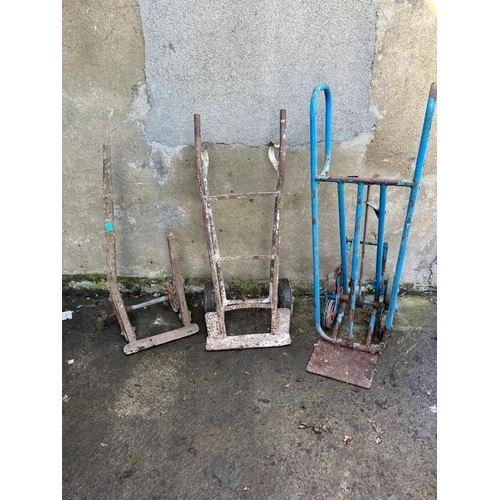 382 - Three hand trucks, one with damage, one for stairs