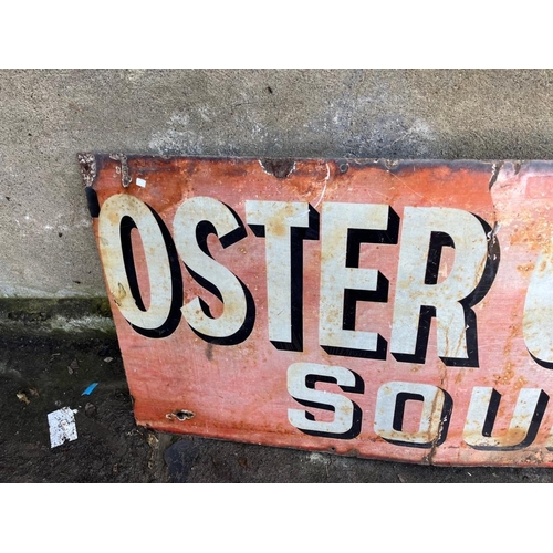 383 - Oster Clarks Soups antique enamel sign. {160 cm W x 60 cm H}