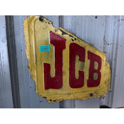 390 - JCB metal sign as found. {38 cm W x 38 cm H}