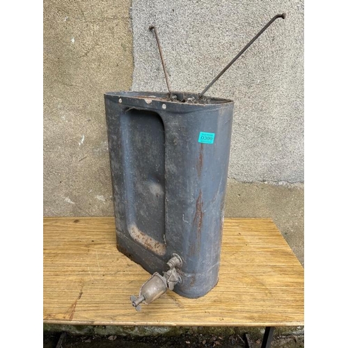 399 - Vintage petrol tank. {42 cm W x 80 cm H}