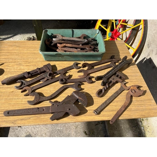 402 - Large selection of spanners and wrenches.