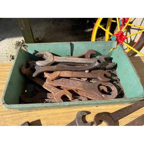 402 - Large selection of spanners and wrenches.