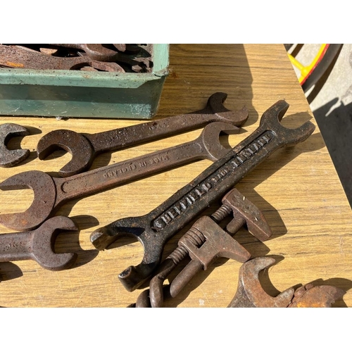 402 - Large selection of spanners and wrenches.