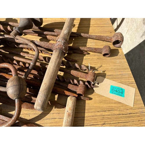 404 - Large selection of augers and three braces.