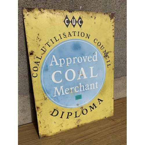 49 - Diploma Coal Merchants enamel sign. {W 46 cm x H 61 cm}