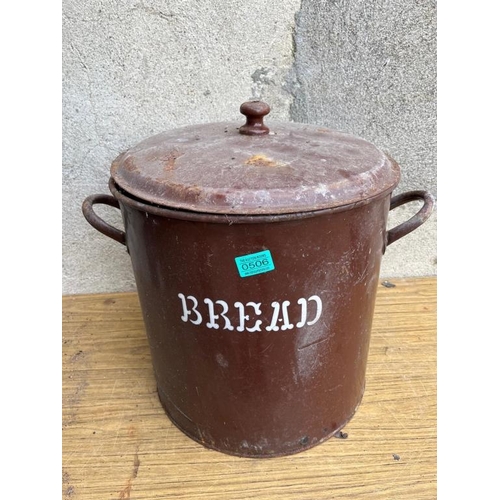 506 - Large enamel bread bin (54cm W x 56cm H)