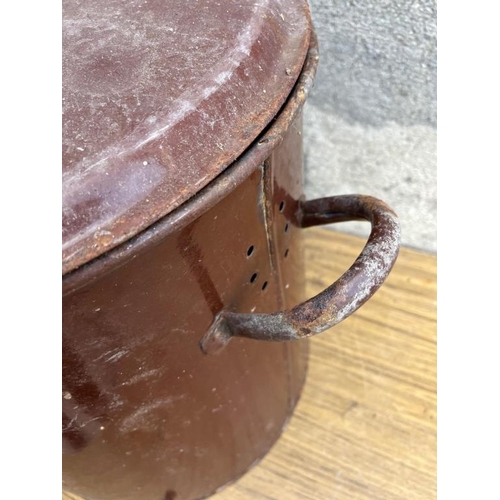 506 - Large enamel bread bin (54cm W x 56cm H)