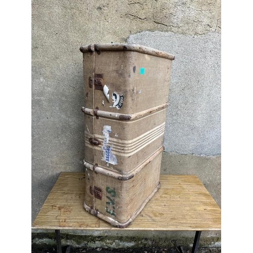 553 - Vintage travelling trunk. {52 cm W x 92 cm H x 30 cm D}