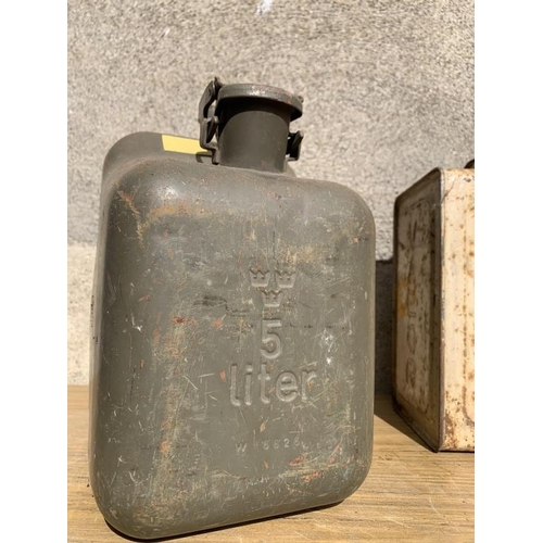 56 - Three rare vintage Jerry cans. {Largest W 20 cm x H 30 cm x D 20cm}