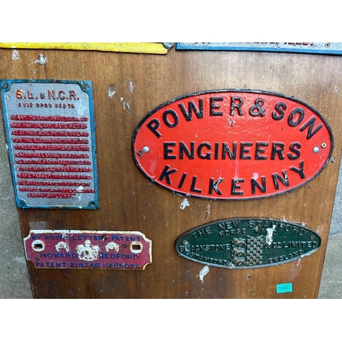 560 - Four name plates incl.Power & Son Kilkenny, and Blackstone & Co Ltd.