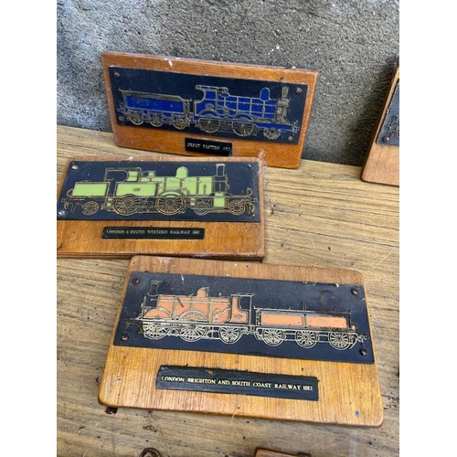 570 - Set of relief pictures featuring steam trains. {25 cm W x 15 cm H}