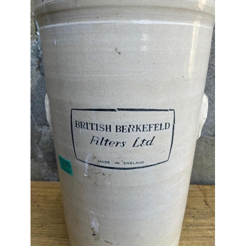 577 - British Berkefield Filters Ltd ceramic drinks dispenser. {30 cm W x 55 cm H}