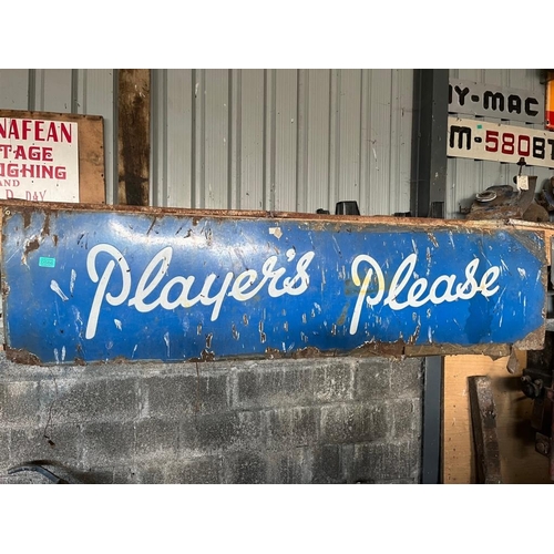 586 - Enamel 'Players Please' sign. {180 cm W x 43 cm H}