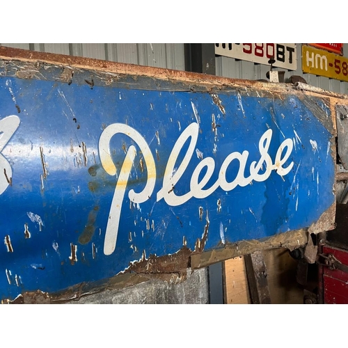 586 - Enamel 'Players Please' sign. {180 cm W x 43 cm H}