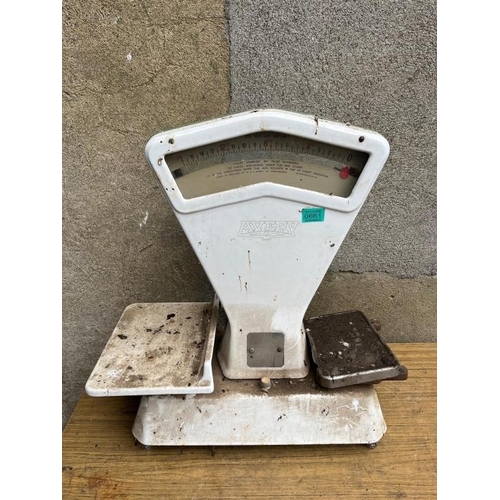 661 - Vintage Avery weighing scales. {65 cm W x 69 cm H x 30 cm D}