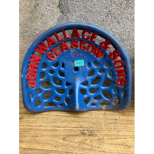 662 - Blackstone, John Wallace & Sons, two cast iron seats. {45 cm W x 40 cm H}