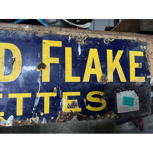 674 - Wills Gold Flake enamel sign. {92 cm W x 23 cm H}