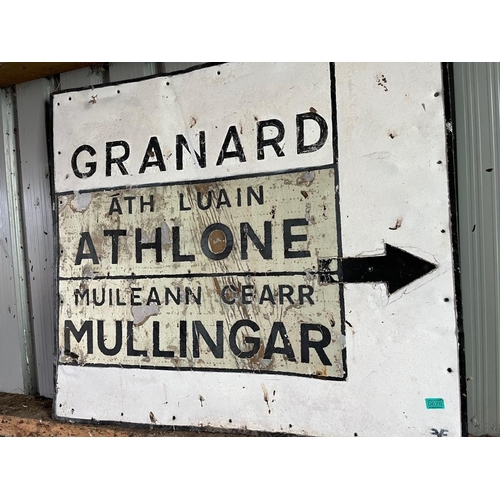 678 - Granard, Athlone, Mullingar road sign. {120 cm W x 105 cm H}