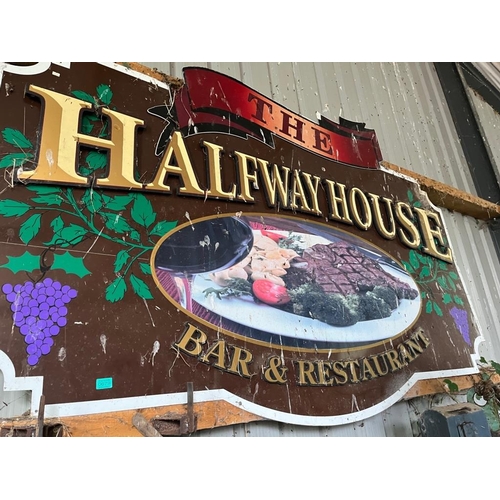 679 - The Halfway House Bar & Restaurant sign. {220 cm W x 152 cm H}