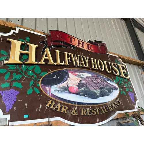 679 - The Halfway House Bar & Restaurant sign. {220 cm W x 152 cm H}