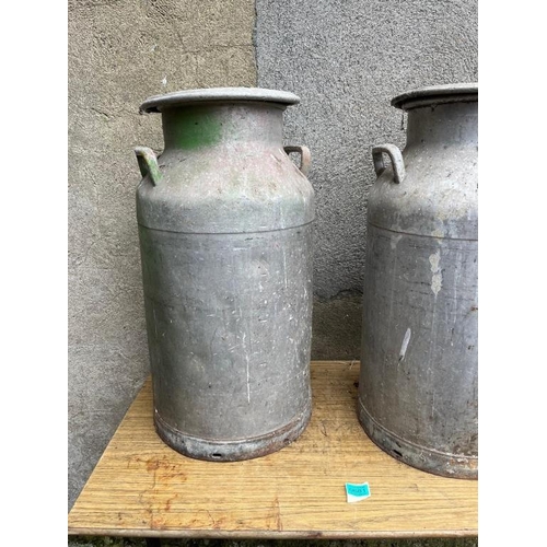 681 - Pair of tall milk cans. {34 cm W x 69 cm H}