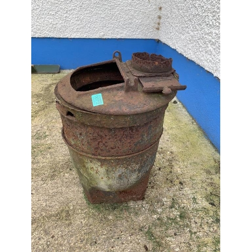 72 - Cast iron pot belly stove as found. {W 35 cm x H 50cm}