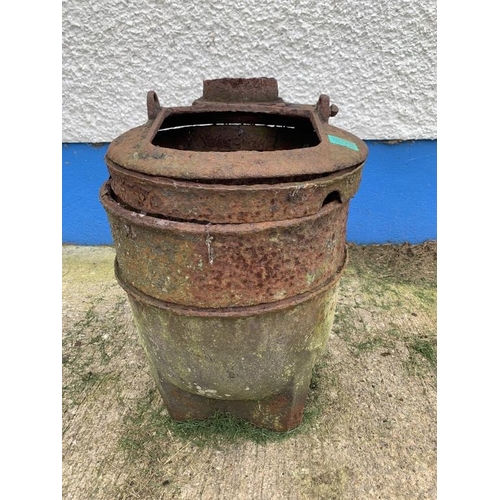 72 - Cast iron pot belly stove as found. {W 35 cm x H 50cm}