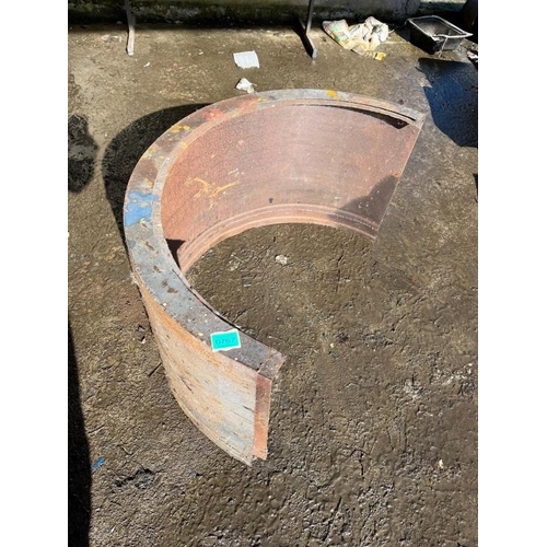 767 - Pair of iron lorry mud guards. {90 cm W x 50 cm H  x 50 cm D}