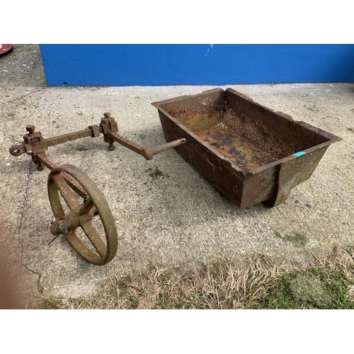 77 - Cast iron trough and axle.