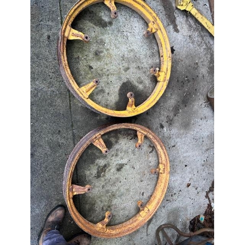 786 - Pair of vintage Rowcrop cast iron wheels.