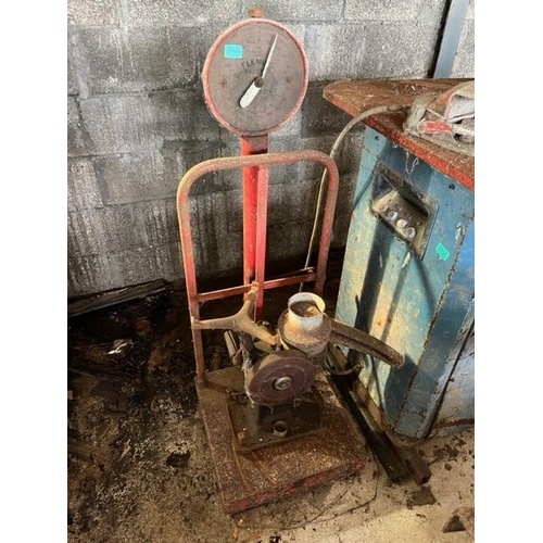 799 - Vintage Fleming merchant weighing scale and a butter separator.