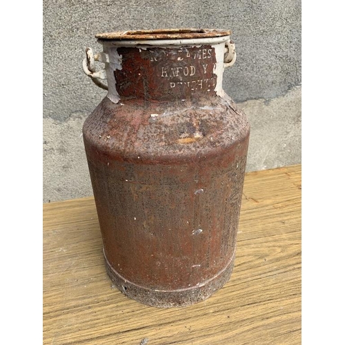 8 - Vintage milk can. R.M Davies { W 28 cm x D 45 cm}